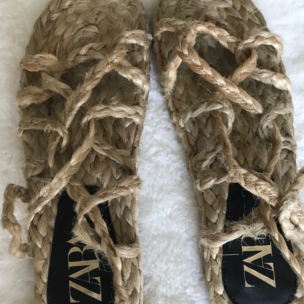 Zara Strappy Woven Jute Sandals
